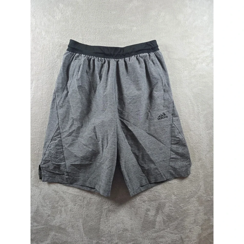Adidas Athletic Shorts Mens S Gray FK1775‎ Zipper Pockets Drawstring Running Gym